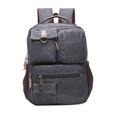 ABage Men's 15.6" Laptop Backpack College Book Bag Travel Daypack Canvas Rucksack, Black