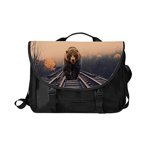 Laptop Shoulder Bag, Bear Printed Laptop Bag Oxford fabric
