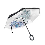 Reverse Umbrella Watercolor Animal Floral Boho Windproof for Car