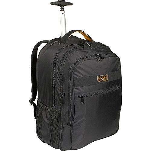A.Saks Deluxe Expandable Wheeled Nylon Computer Backpack in Black