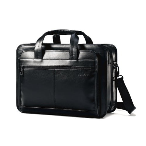 Samsonite Leather Expandable Briefcase, Black