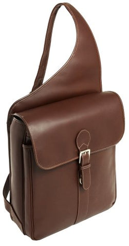 Siamod Sabotino 25414 Cognac Leather Vertical Messenger Bag