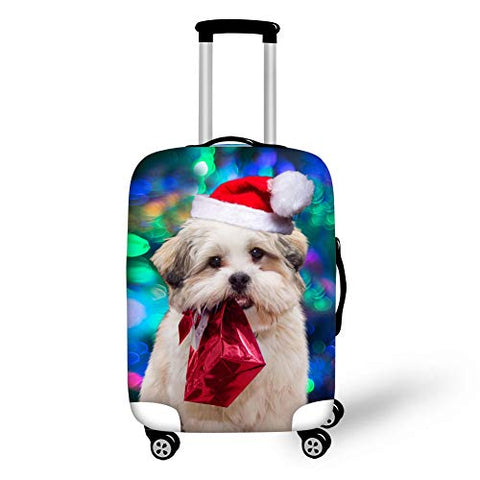 Bigcardesigns Chriatmas Red Luggage Covers Animal Dog Designs Spandex Elestric Zipper Covers Size S