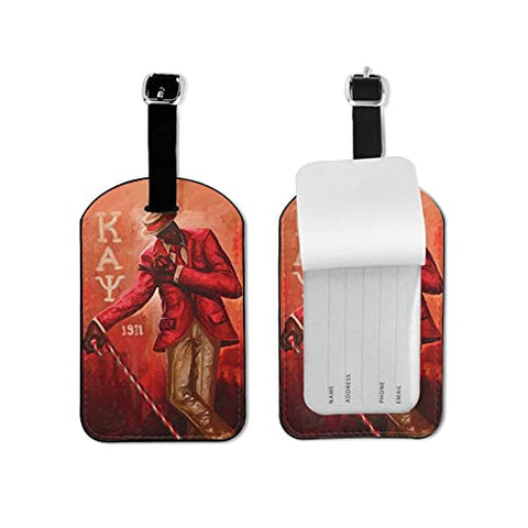 ZHUOBAIL Ka-pp_a A_lp-ha Ps-i 1911 KAP Fraternity Nupes Leather Luggage Case Tag Name ID Labels with Privacy Cover for Travel Bag Suitcase 4.3x2.76 inch