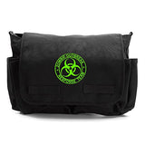 Zombie Outbreak Response Team Army Heavyweight Canvas Messenger Shoulder Bag in Black & Neon Green