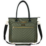 Kenneth Cole Reaction Chelsea Chevron 15" Laptop & Tablet Business Tote W/Removable Shoulder Strap, Olive, Laptop