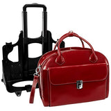 McKlein, W Series, Glen Ellyn, Top Grain Cowhide Leather, 15" Leather Patented Detachable -Wheeled Ladies' Laptop Briefcase, Red (94366)
