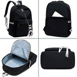 Hey Yoo HY760 Cute Casual Hiking Daypack Waterproof Bookbag School Bag Backpack for Girls Women (Black)