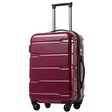 COOLIFE Luggage Expandable(only 28") Suitcase PC+ABS Spinner Built-in TSA Lock 20in 24in 28in Carry on (Radiant Pink, S(20in_Carry on))
