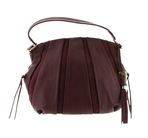 Aimee Kestenberg Pebble Leather& Suede Hobo Tuscany Mahogany New A282316