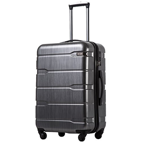 Coolife Luggage Expandable Suitcase Pc+Abs Spinner 20In 24In 28In Carry On (Charcoal New, L(28In))