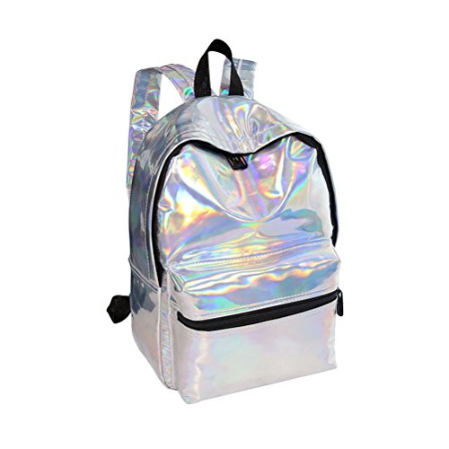 Tinksky Girl'S Sliver Holographic Laser Pu Leather School Backpack Travel Casual Daypack