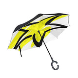 Reverse Umbrella Yellow Star Windproof Anti-UV for Car Outdoor Use