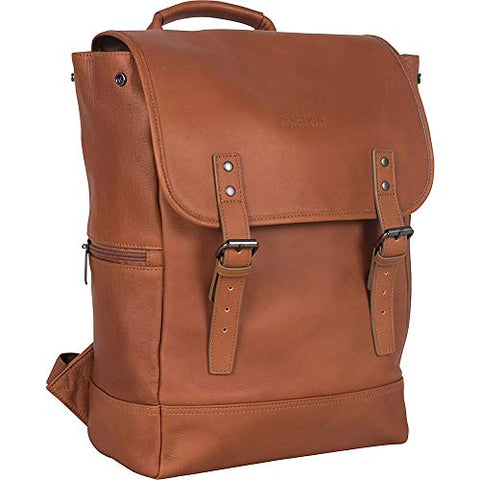 Kenneth Cole Reaction Colombian Leather Single Compartment Flapover 14.1” Laptop Backpack (Rfid),