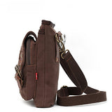 Augur Vintage Shoulder Bag Multi-Pockets Crossbody Messenger Bags Sling Shoulder Bag (Coffee)