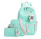 Fanci 3Pcs Stars Prints Canvas Elementary School Rucksack Backpack Set for Girls Women Casual