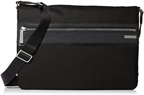 Calvin Klein Men'S Coated Nylon With Saffiano Trim Messenger, Black