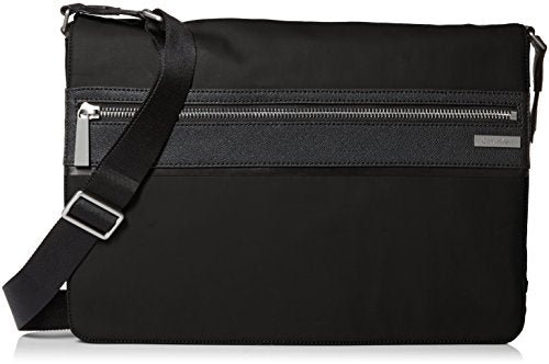 Calvin Klein Men'S Coated Nylon With Saffiano Trim Messenger, Black