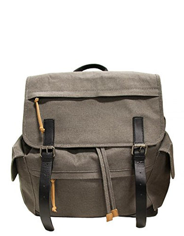 Mancini Leather Goods Large Backpack for 15.6" Laptop (Grey - Black Trim)