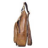 Sealinf Men'S Full Grain Leather Chest Bag Cross Body Sling Backpack (Brown)