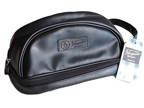 Penguin Men's Black Water Resistant Toiletry Travel Dopp Shave Kit Case Bag NWT