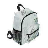 GIOVANIOR Cute White Owl Snow Travel School Backpack for Boys Girls Kids