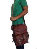 Vintage Brown School Bag Leather Backpack Laptop Messenger Bag Rucksack Sling For Men Women