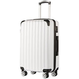 COOLIFE Luggage Expandable(only 28") Suitcase PC+ABS Spinner 20in 24in 28in Carry on (White Grid