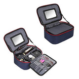 ECOSUSI Travel Makeup Bag Cosmetic Bag Organizer with Removable Mirror and Adjustable Dividers,