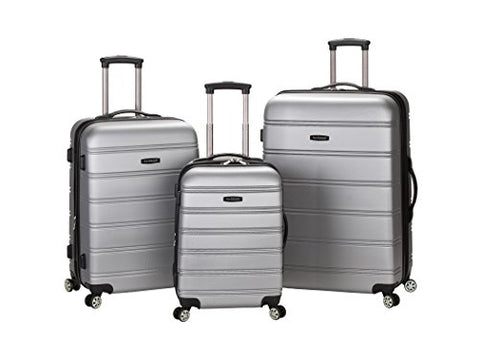 Rockland Luggage Melbourne 3 Piece Abs Luggage Set, Silver, Medium