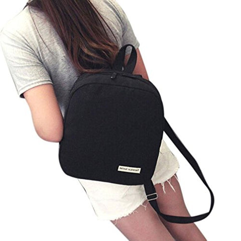 AMA(TM) Women Girls Canvas School Shoulder Bag Travel Backpack Rucksack (Black)