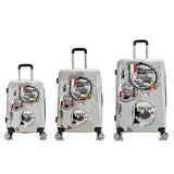 InUSA Hardside Luggage Set with Spinner Wheels, World Printed Travel Suitcases with TSA Lock and Ergonomic GEL Handle, World, 3 Piece Set (20/24/28)