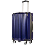 COOLIFE Luggage Expandable(only 28") Suitcase PC+ABS Spinner 20in 24in 28in Carry on (Navy New, S(20in)_Carry on)