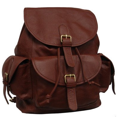 AmeriLeather Urban Buckle-Flap Backpack (Brown)