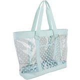 Eastsport Supreme Deluxe 100% Clear Pvc Printed Large Beach Tote With Free Large Wristlet, Icy Blue