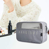 3 Set Large Capacity Makeup Bags Cosmetic Pouch Bags Toiletry Bag for Women Men,Assorted Size Mesh Breathable Toiletry Bag Makeup Brush Bags Travel Kit (Gray)