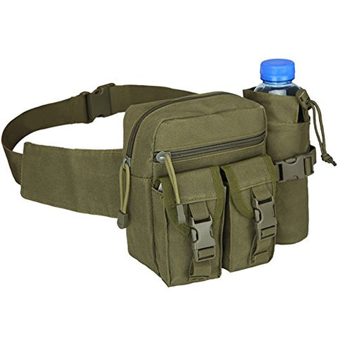 Tactical Waist Pack with Water Bottle Holder, Monstleo Waterproof Military Outdoor Army Waist Fanny