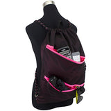 Fuel Dual Zip Sporty Cinch Sling with Durable Chord Straps, Black Mesh/Pink Underlay