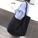 BOBILIKE Women Shoulder Bags Corduroy Bag Handbag Work Bags Schoolbag, Black