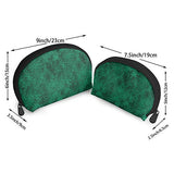 Makeup Bag Dark Green Pattern Portable Half Moon Clutch Pouch Bags Set Case For Women,Girls 2 Piece