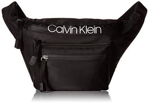 Calvin Klein Tabbie Nylon Organizational Fanny Pack,  Black/Silver, One Size