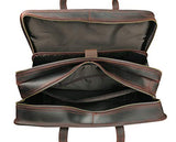 Polare Men'S 17" Full Grain Leather Messenger Shoulder Bag Office Business Laptop Briefcase