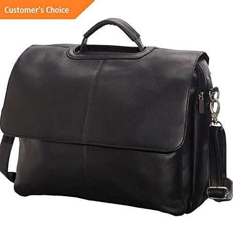 Sandover Le Donne Leather Flap Over Computer Brief 3 Colors Non-Wheeled Business Case NEW | Model