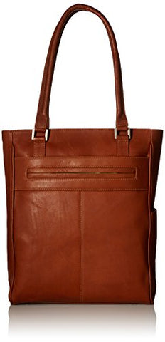 Piel Leather Vertical Laptop Tote, Saddle, One Size