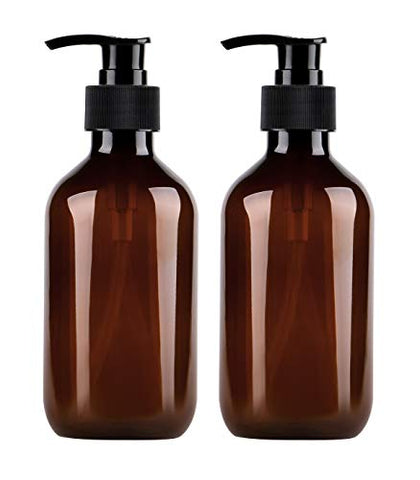 Pump Bottle Dispenser, Yebeauty 10oz/300ml Empty Plastic Refillable Lotion Soap Shampoo Bottles Dispenser Containers with Pump Multipurpose for Cosmetic Kitchen Bathroom, 2-Pack Brown