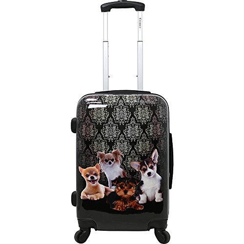 Chariot 20" Lightweight Spinner Carry-On Hardside Suitcase Luggage-Doggies, Black