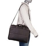 Mancini Leather Goods Colombian Leather Double Compartment Laptop Briefcase