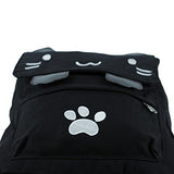 Black College Cute Cat Embroidery Canvas School Laptop Backpack Bags For Women Kids Plus Size