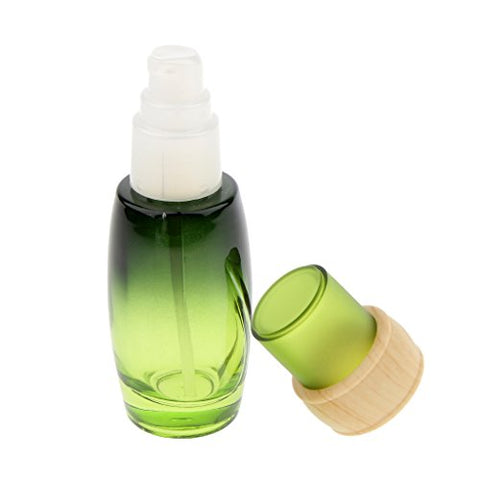 Baoblaze Green Glass Refillable Cosmetic Jars, Empty Face Cream Lip Balm Storage Container Pot