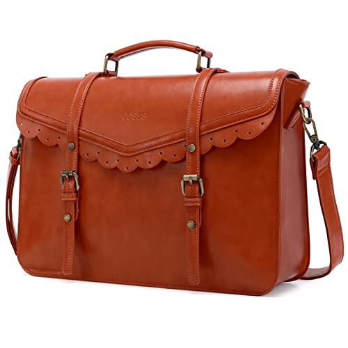 ECOSUSI Womens Briefcase Leather Messenger Laptop Work Bag for Women Fit 15.6" Laptop